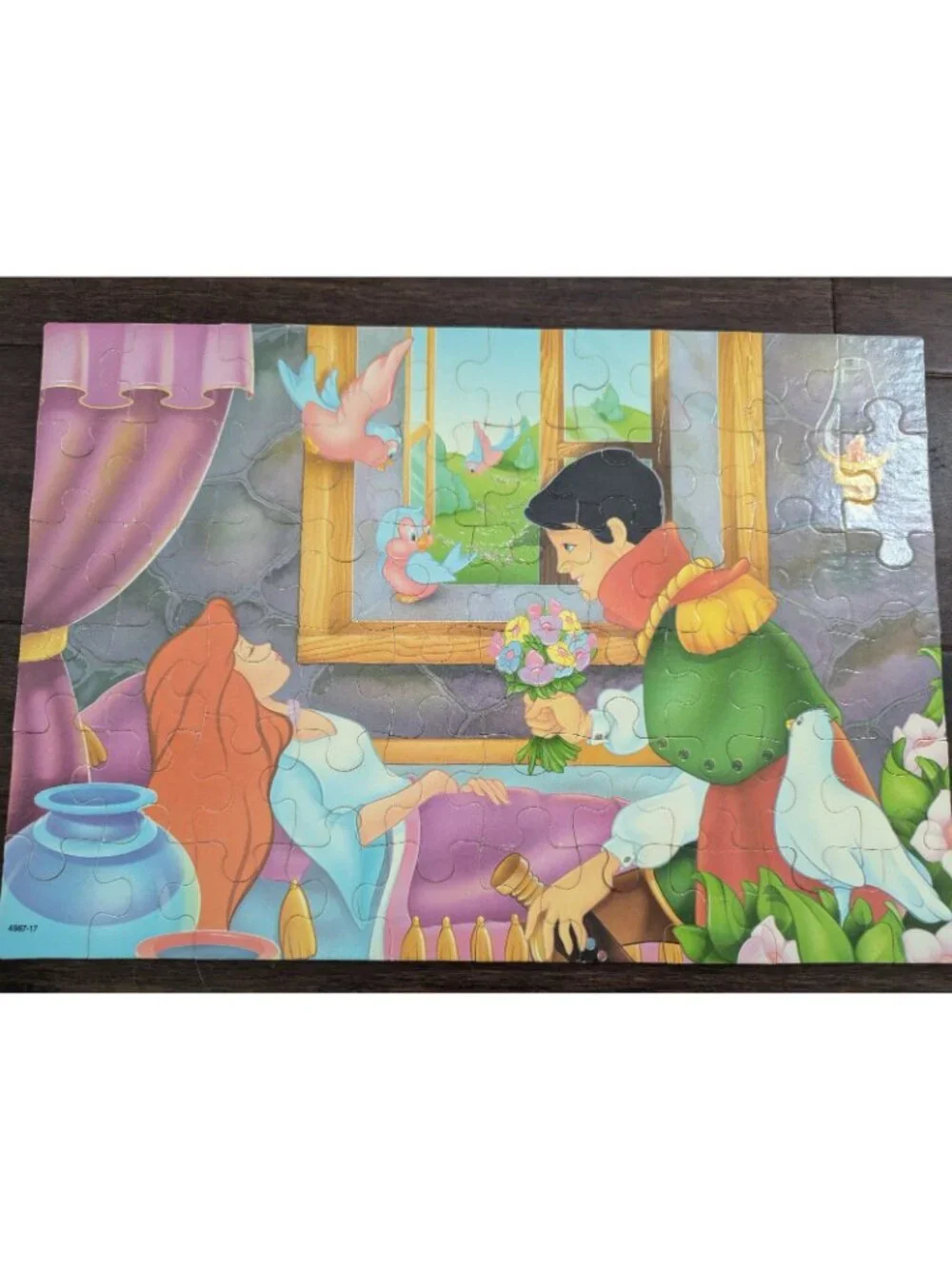 Lot of 4 Vintage Girls Jigsaw Puzzles Complete MB Belle Princess Little Mermaid